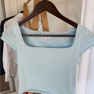 Light Blue Cap Sleeve Crop Top